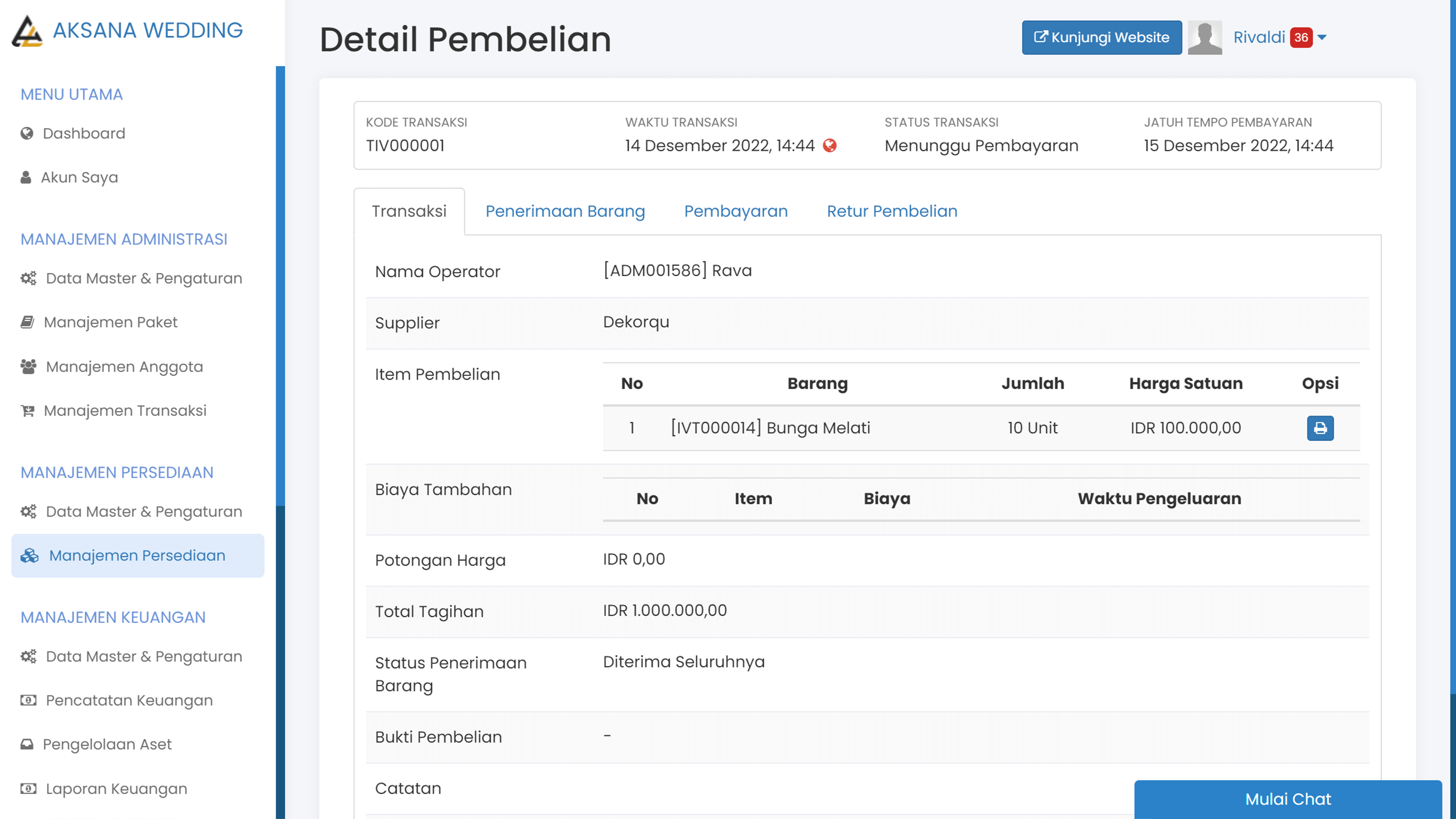 Pencatatan Pembelian Barang